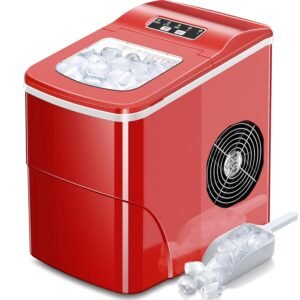 AGLUCKY Ice Makers Countertop with Self-Cleaning, 26lbs/24hrs, 9 Cubes Ready in 6 Mins, Portable Ice Machine with 2 Sizes Bullet Ice/Ice Scoop/Basket for...