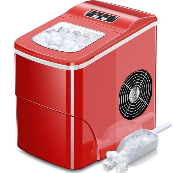 AGLUCKY Ice Makers Countertop with Self-Cleaning, 26lbs/24hrs, 9 Cubes Ready in 6 Mins, Portable Ice Machine with 2 Sizes Bullet Ice/Ice Scoop/Basket for...