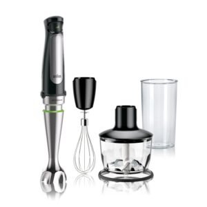 Braun MultiQuick 7 3-in-1 Immersion Hand Blender with Variable Speed and Patented Technology - Includes 2-cup Chopper, Whisk + Beaker for Fast Blending, Stainless Steel, MQ7035X