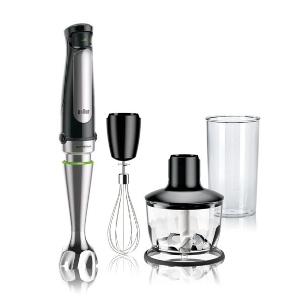 Braun MultiQuick 7 3-in-1 Immersion Hand Blender with Variable Speed and Patented Technology - Includes 2-cup Chopper, Whisk + Beaker for Fast Blending, Stainless Steel, MQ7035X