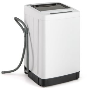 COSTWAY Portable Washing Machine, 11 LBS Full Automatic Portable Washer with 8 Modes, 10 Water Levels, LED Display & Built-In Drain Pump, 1.5 Cu.Ft. Washer & Spinner Combo for...