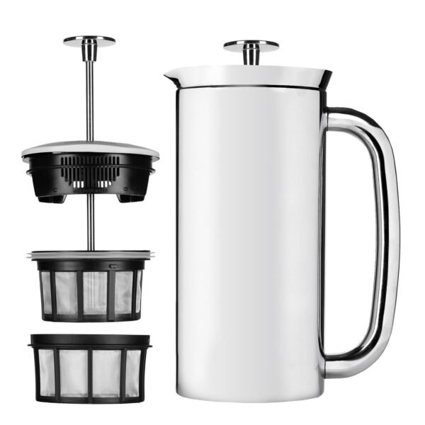 ESPRO P7 French Press Coffee Maker - Double-Walled Stainless Steel Insulated with Micro-Filter, 32 Ounces, Polished Stainless Steel