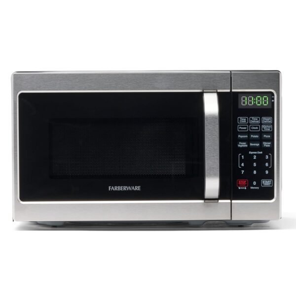 Farberware Countertop Microwave 700 Watts, 0.7 Cu. Ft. - Microwave Oven With LED Lighting and Child Lock - Perfect for Apartments and Dorms - Easy Clean Stainless Steel
