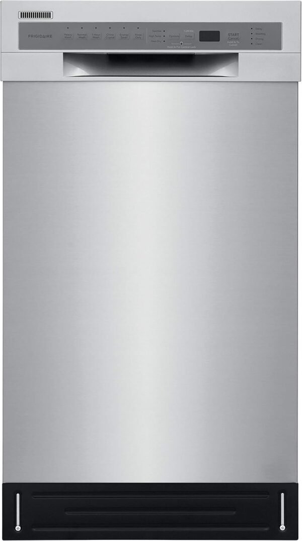 FRIGIDAIRE 18 in. ADA Compact Front Control Dishwasher in Stainless Steel with Dual Spray Arms, 52 dBA, includes room-of-choice delivery