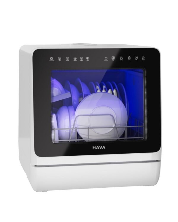 HAVA 2025 NEW Upgraded Countertop Dishwasher with Water Softener and Enhanced Energy Efficiency, Portable Dishwasher with 8 Wash Programs, Child Lock & Delayed Start Function,...