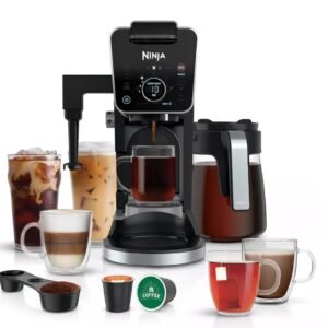Ninja CFP301 DualBrew Pro Specialty 12-Cup Drip Maker with Glass Carafe, Single-Serve for Coffee Pods or Grounds, with 4 Brew Styles, Frother & Separate Hot Water System, Black