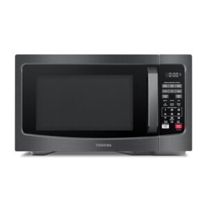 TOSHIBA EM131A5C-BS Countertop Microwave Ovens 1.2 Cu Ft, 12.4" Removable Turntable Smart Humidity Sensor 12 Auto Menus Mute Function ECO Mode Easy Clean Interior Black Color 1000W