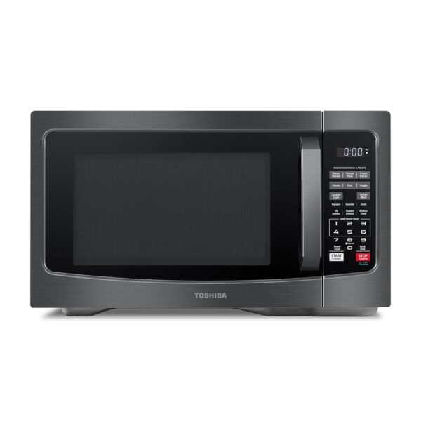 TOSHIBA EM131A5C-BS Countertop Microwave Ovens 1.2 Cu Ft, 12.4" Removable Turntable Smart Humidity Sensor 12 Auto Menus Mute Function ECO Mode Easy Clean Interior Black Color 1000W