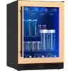 Zephyr Presrv 24 Inch Panel Ready Single Zone Beverage and Wine Fridge 7 bottles, 108x12oz cans Under Counter, Built In Cooler (handle sold separately, wood panels not included)