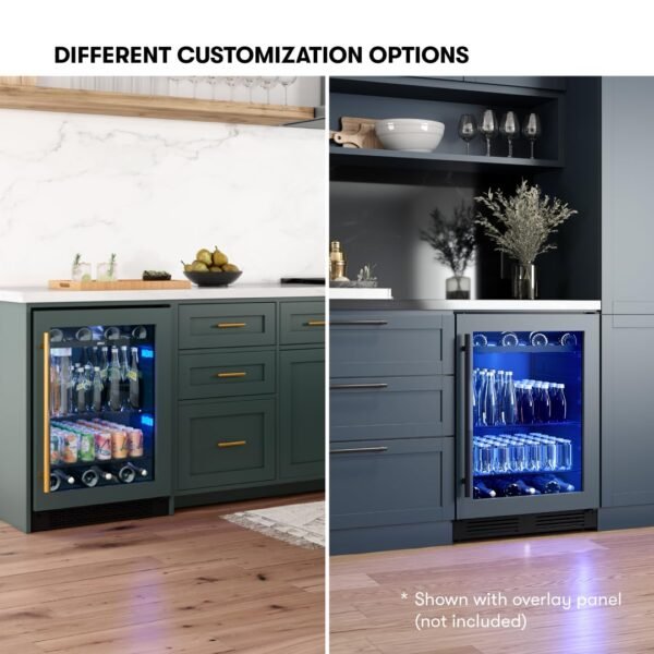 Zephyr Presrv 24 Inch Panel Ready Single Zone Beverage and Wine Fridge 7 bottles, 108x12oz cans Under Counter, Built In Cooler (handle sold separately, wood panels not included)