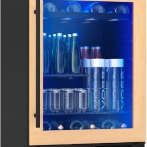 Zephyr Presrv 24 Inch Panel Ready Single Zone Beverage and Wine Fridge 7 bottles, 108x12oz cans Under Counter, Built In Cooler (handle sold separately, wood panels not included)
